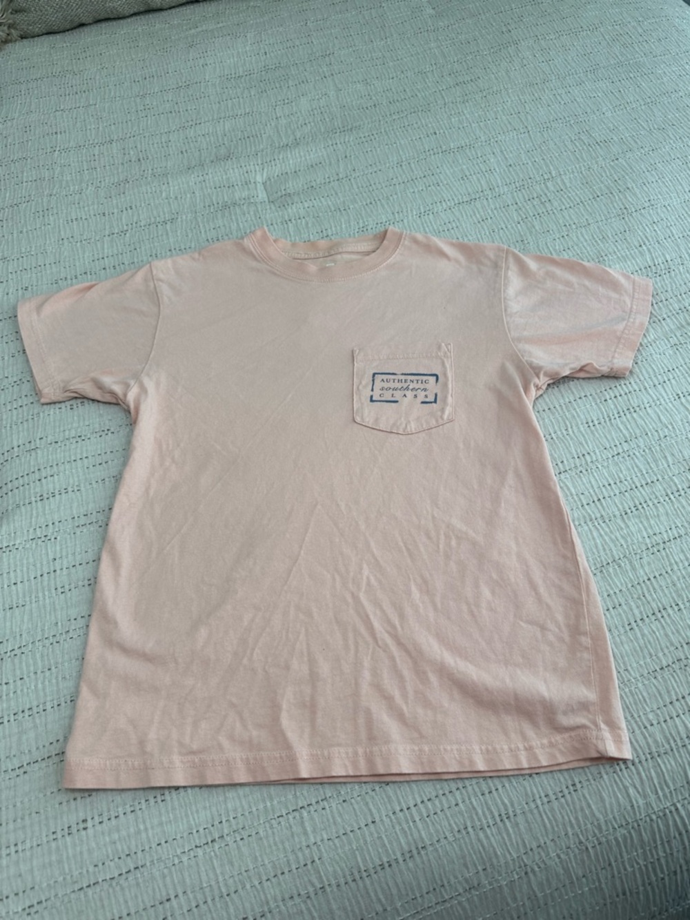 Southern Marsh Peach Pocket Tee with Navy Logo